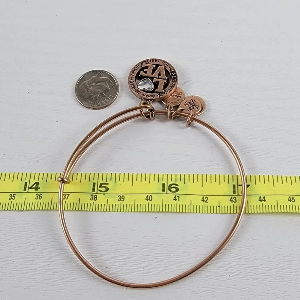 ALEX AND ANI Rose Gold Plated Love Charm Bracelet 7.5